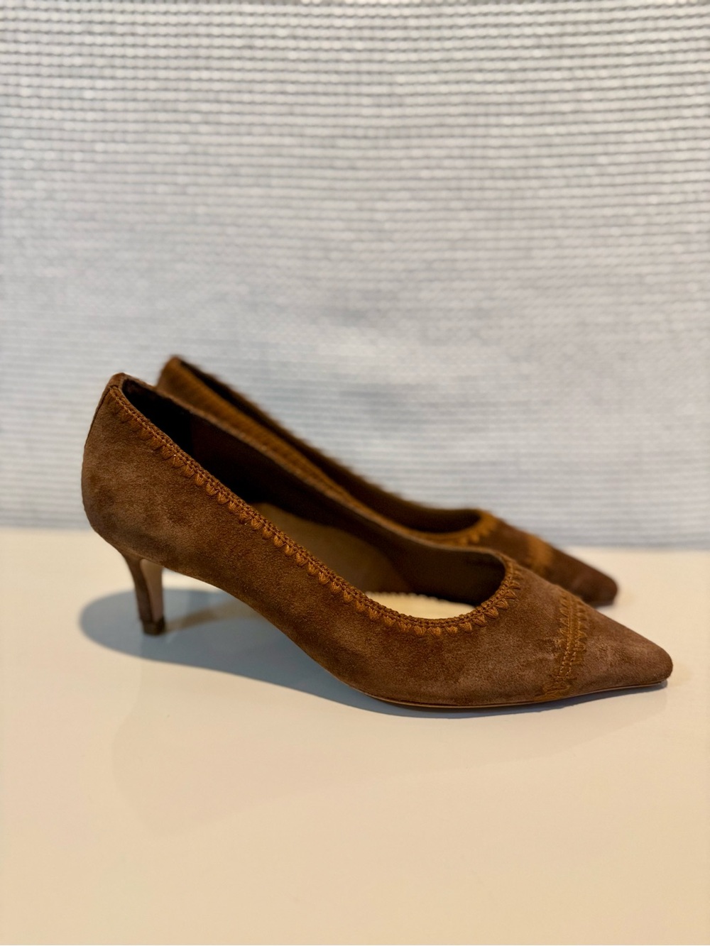cinq a sept Stellah Embroidery Pointed Toe Pump Dark Sepia